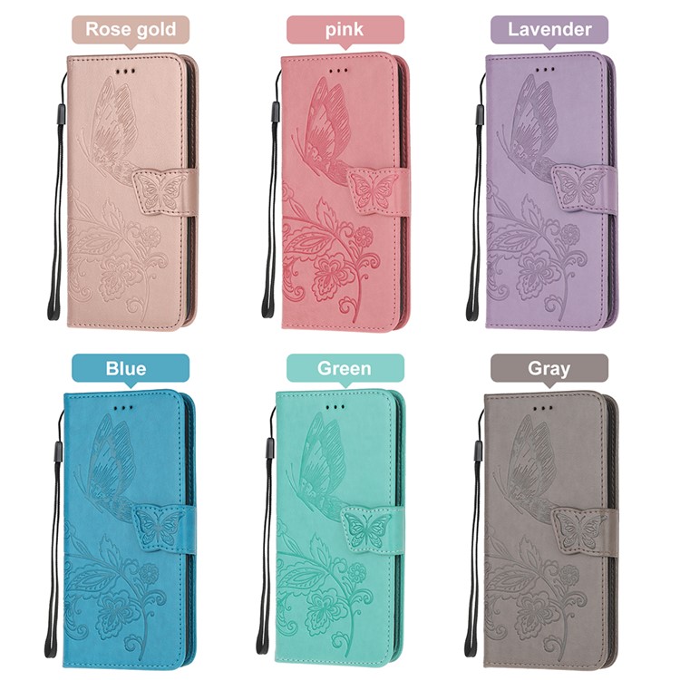 Flor De Borboleta Caixa De Couro Carteira Marca Para Iphone 11 6,1 Polegadas - Cinzento-13