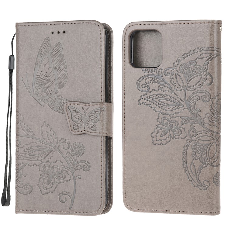 Flor De Borboleta Caixa De Couro Carteira Marca Para Iphone 11 6,1 Polegadas - Cinzento-8