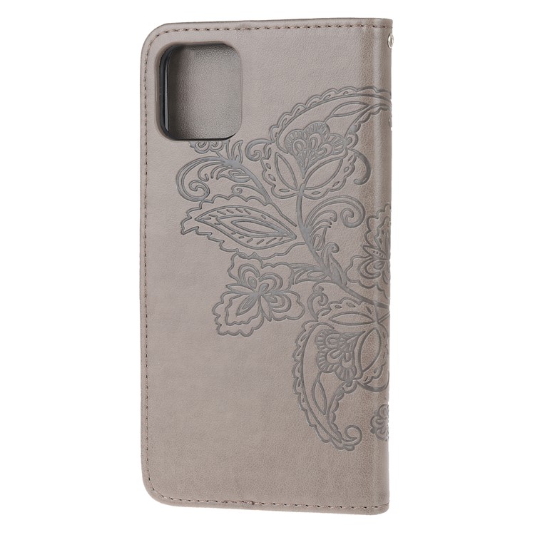 Flor De Borboleta Caixa De Couro Carteira Marca Para Iphone 11 6,1 Polegadas - Cinzento-9