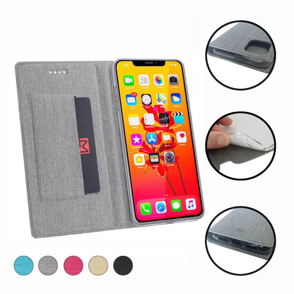 VILI DMX Cross Texture Stand Leather Card Holder Case for iPhone 11 6.1 inch - Grey-11