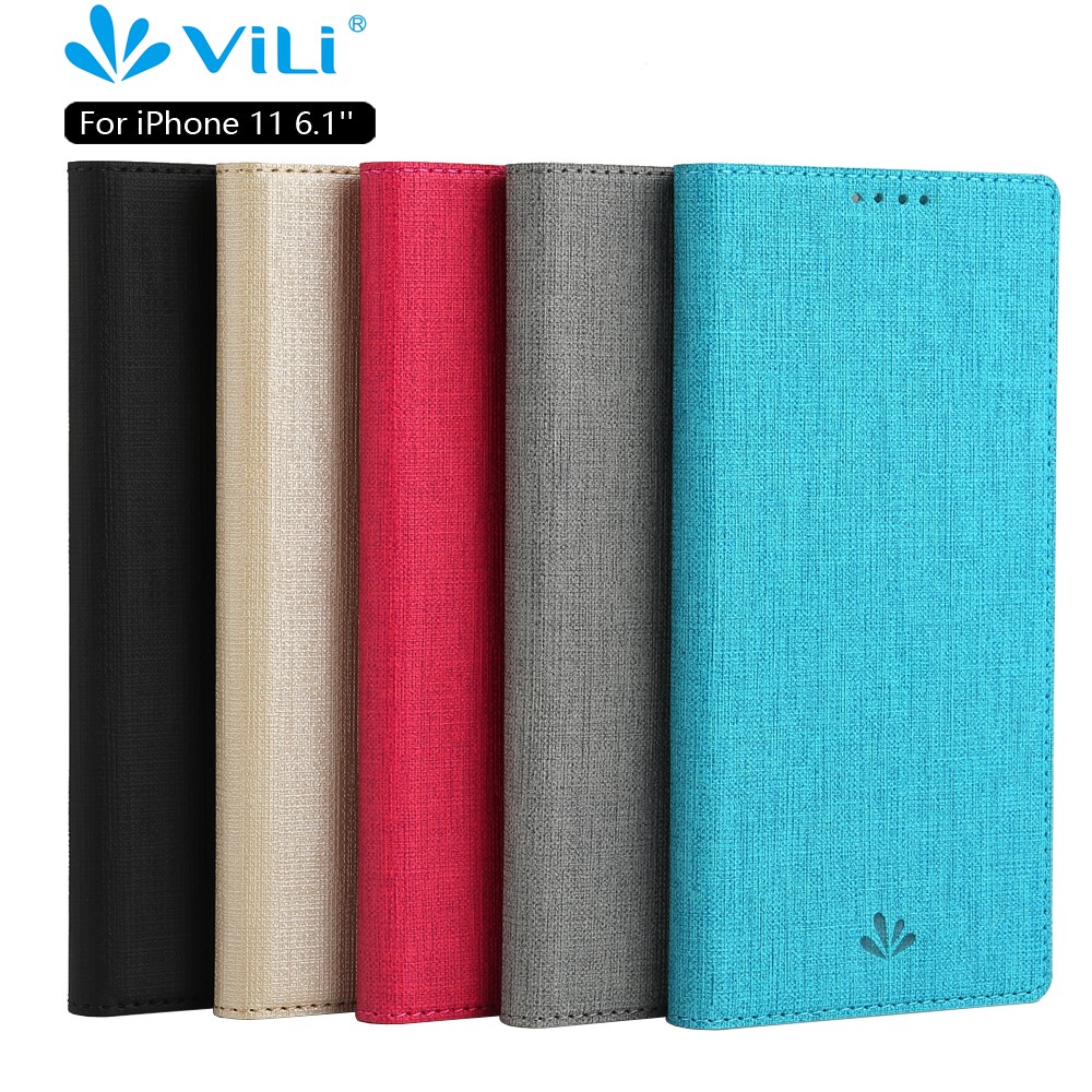 VILI DMX Cross Texture Stand Leather Card Holder Case for iPhone 11 6.1 inch - Grey-19