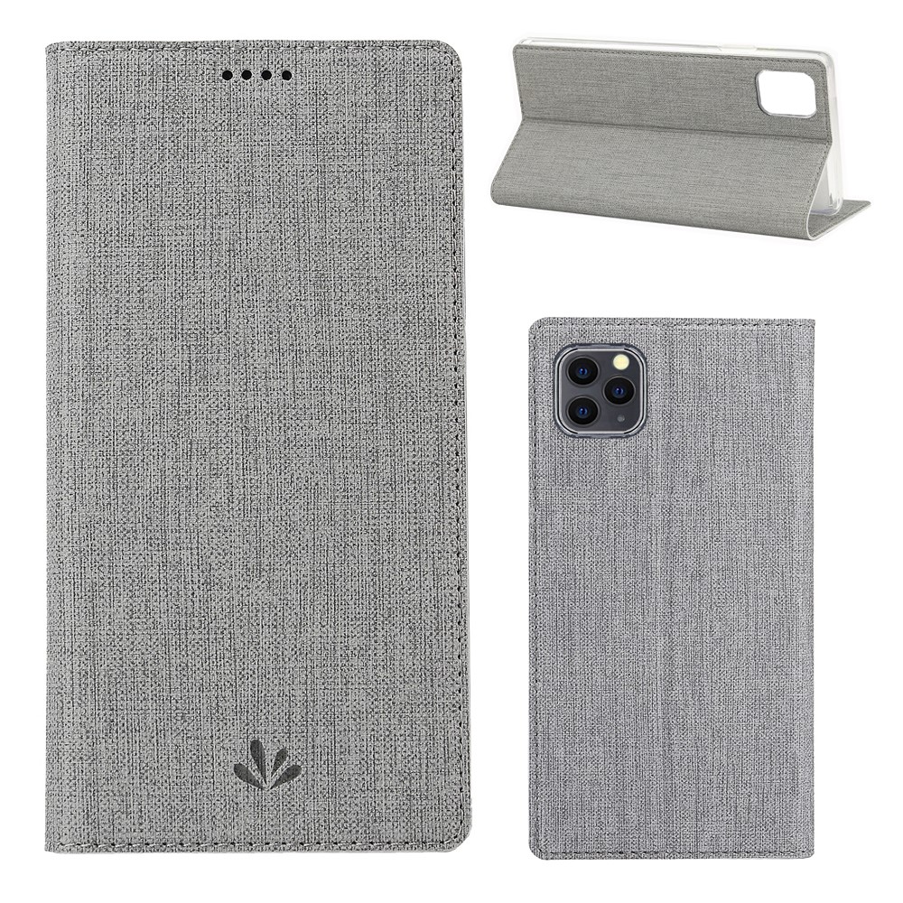 VILI DMX Cross Texture Leather Stand Case with Card Slot for iPhone 11 Pro Max 6.5 inch - Grey-1