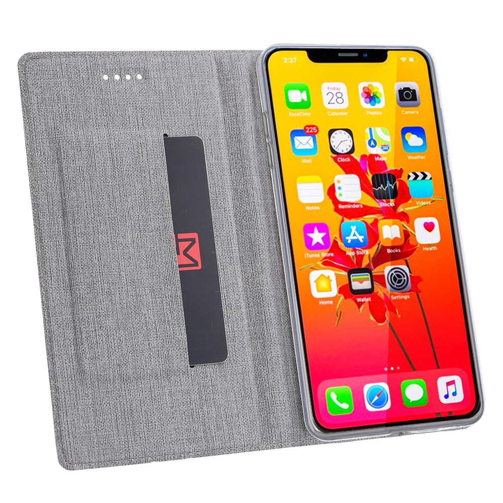 VILI DMX Cross Texture Leather Stand Case with Card Slot for iPhone 11 Pro Max 6.5 inch - Grey-3