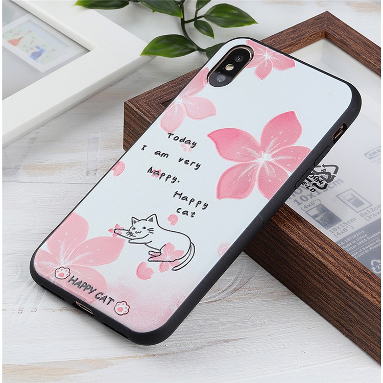 Cat Patterned Printing Plastic + TPU Hybrid Case Phone Cover for iPhone XS/X 5.8 inch - Lying Cat-5