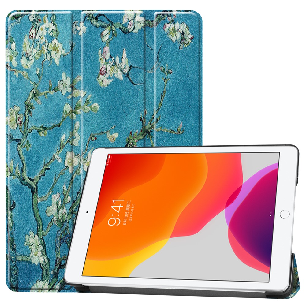 Fashionable Pattern Printing PU Leather Tri-fold Stand Tablet Case for iPad 10.2 (2021)/(2020)/(2019) - Flower