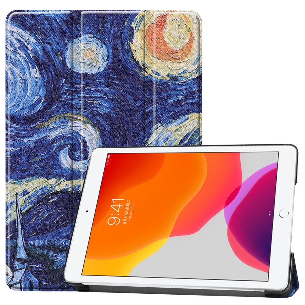 Fashionable Pattern Printing PU Leather Tri-fold Stand Tablet Case for iPad 10.2 (2021)/(2020)/(2019) - Abstract Painting
