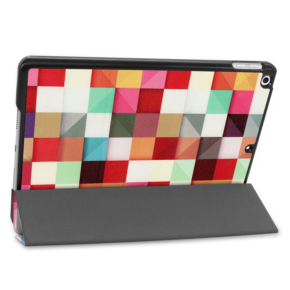 Pattern Printing PU Leather Tri-fold Stand Tablet Case for iPad 10.2 (2020) (2019) - Colorful Squares-5