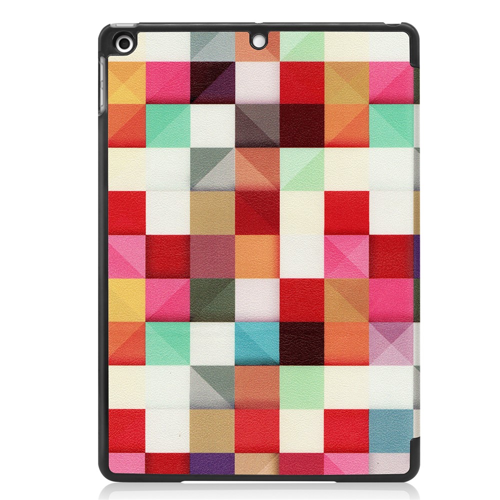 Pattern Printing PU Leather Tri-fold Stand Tablet Case for iPad 10.2 (2020) (2019) - Colorful Squares-8