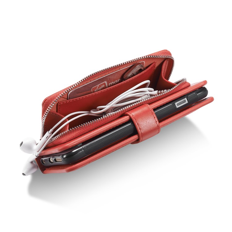 Destacável Couro Carteira Zíper TPU + Invólucro De Telefone 2-em-1 Para O Iphone 11 Pró Max 6,5 Polegadas - Vermelho-2