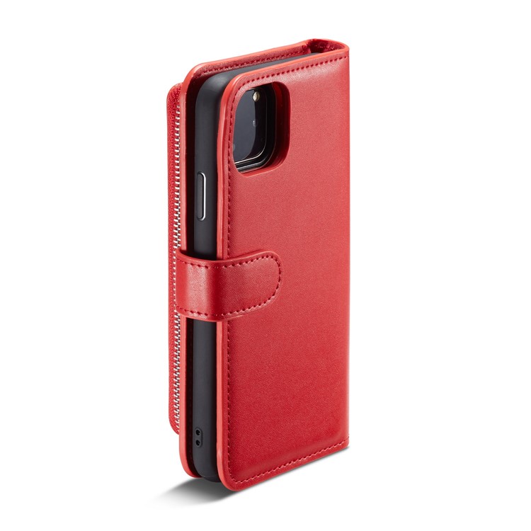 Destacável Couro Carteira Zíper TPU + Invólucro De Telefone 2-em-1 Para O Iphone 11 Pró Max 6,5 Polegadas - Vermelho-3