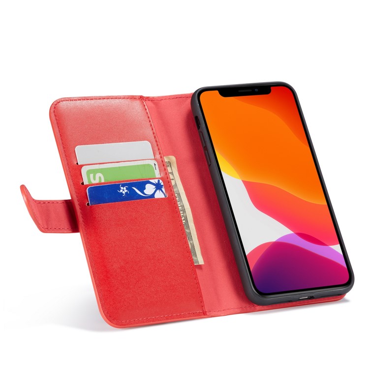 Destacável Couro Carteira Zíper TPU + Invólucro De Telefone 2-em-1 Para O Iphone 11 Pró Max 6,5 Polegadas - Vermelho-5