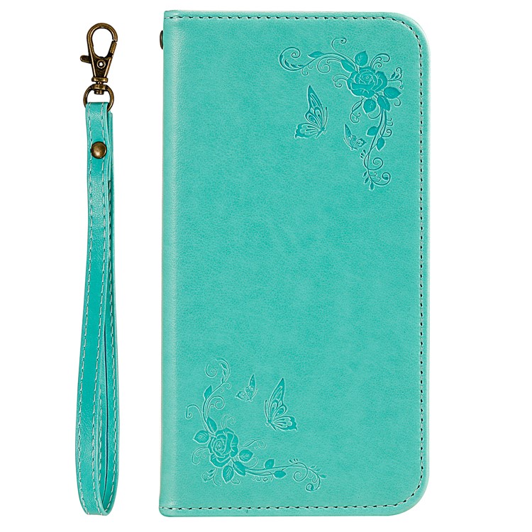 Auto-absorbed Imprint Butterfly Flower Leather Cover for iPhone 11 6.1 inch - Green-1