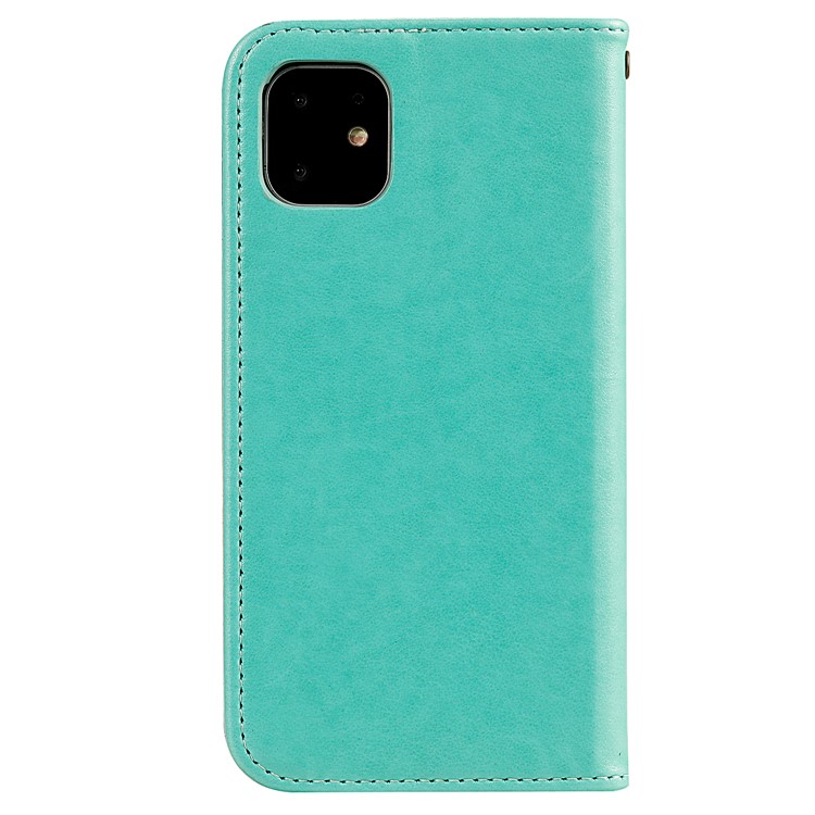 Auto-absorbed Imprint Butterfly Flower Leather Cover for iPhone 11 6.1 inch - Green-2