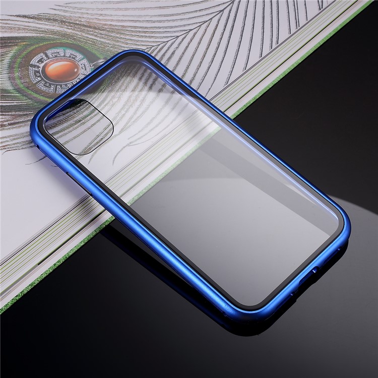 Metallo Magnetico + Shell Involucro Di Vetro Temperato Per Iphone 11 6,1 Pollici - Blu-8