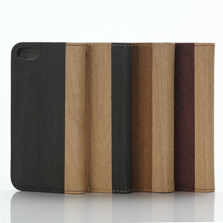 Für iPhone SE 5s 5 Holz Korn Brieftasche Stand Leder Telefon Abdeckung - Braun-6