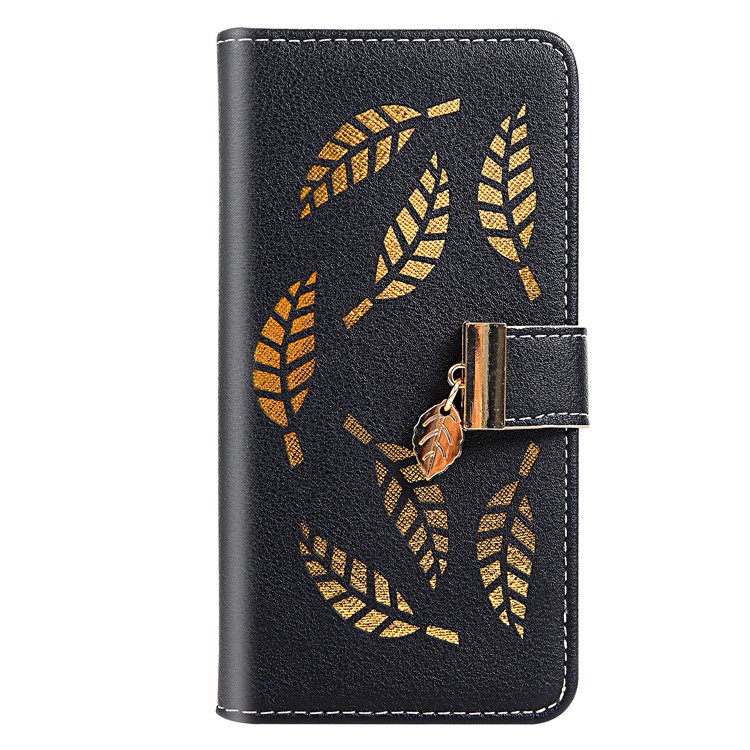 Leaf Pattern Leather Wallet Case for iPhone 11 Pro 5.8 inch - Black-2