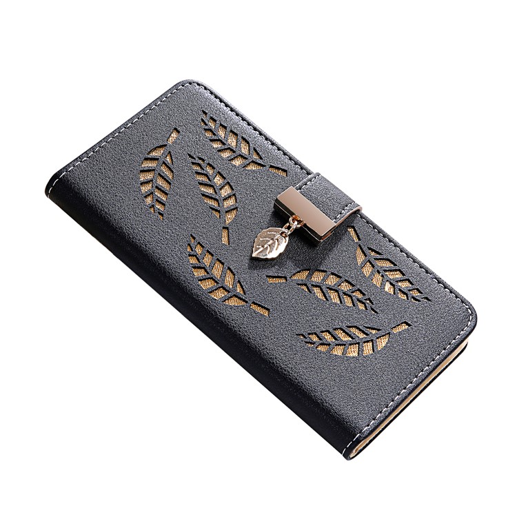 Leaf Pattern Leather Wallet Case for iPhone 11 Pro 5.8 inch - Black-4