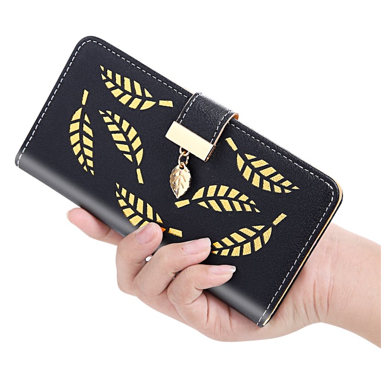 Leaf Pattern Leather Wallet Case for iPhone 11 Pro 5.8 inch - Black-6