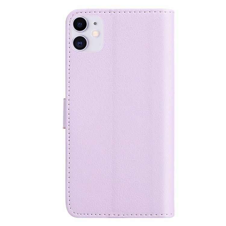 Leaf Pattern Leather Wallet Case for iPhone 11 6.1 inch - Purple-3