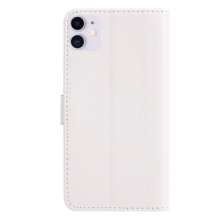 Leaf Pattern Leather Wallet Case for iPhone 11 6.1 inch - White-3