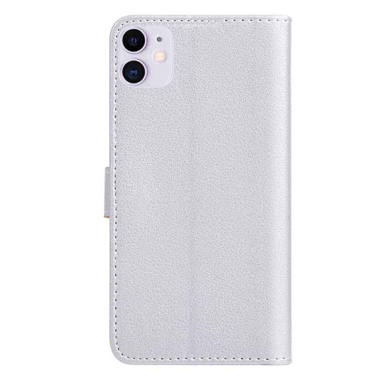 Leaf Pattern Leather Wallet Case for iPhone 11 6.1 inch - Silver-3