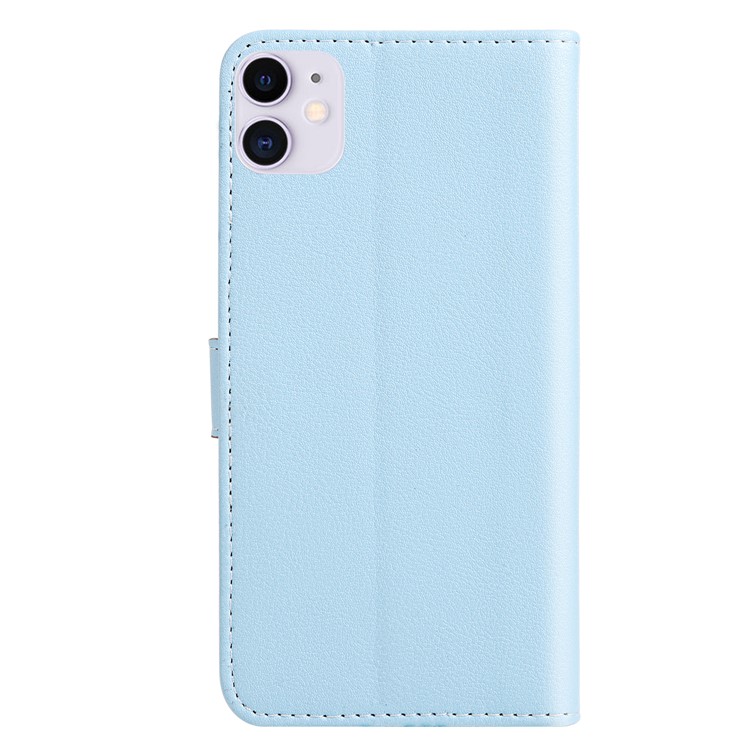 Leaf Pattern Leather Wallet Case for iPhone 11 6.1 inch - Blue-3
