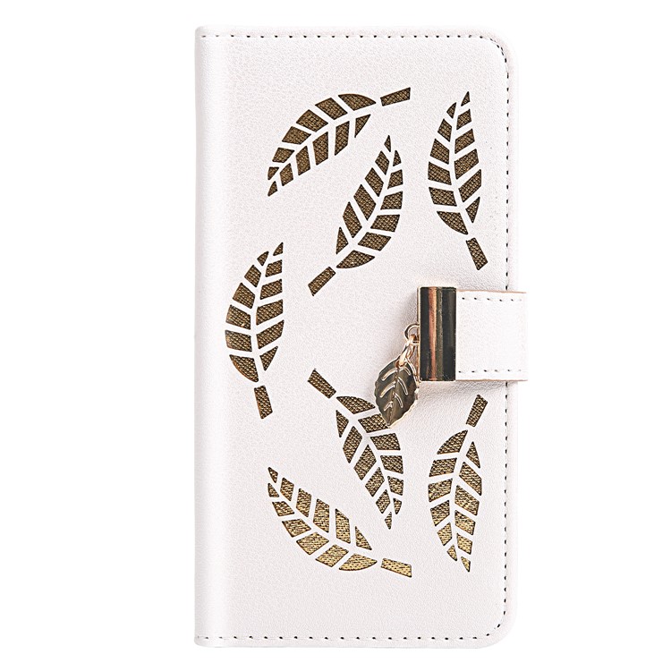 Leaf Pattern Leather Wallet Case for iPhone 11 Pro Max 6.5 inch - White-2