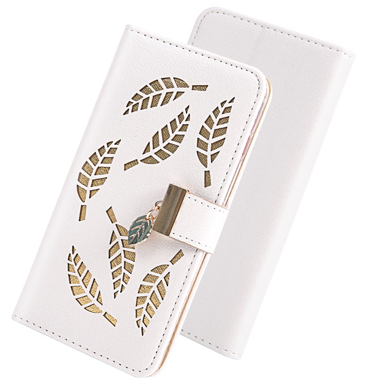 Leaf Pattern Leather Wallet Case for iPhone 11 Pro Max 6.5 inch - White-5