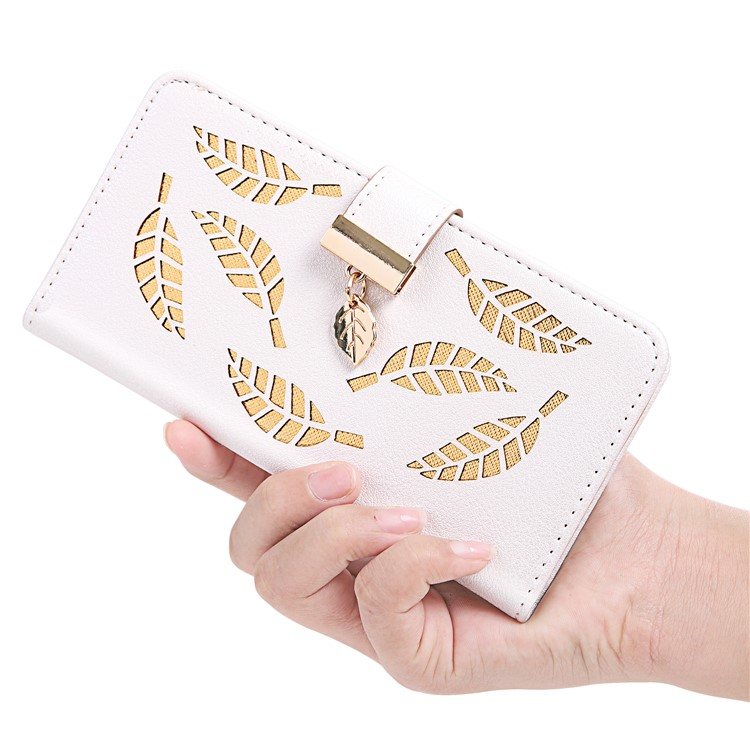 Leaf Pattern Leather Wallet Case for iPhone 11 Pro Max 6.5 inch - White-6
