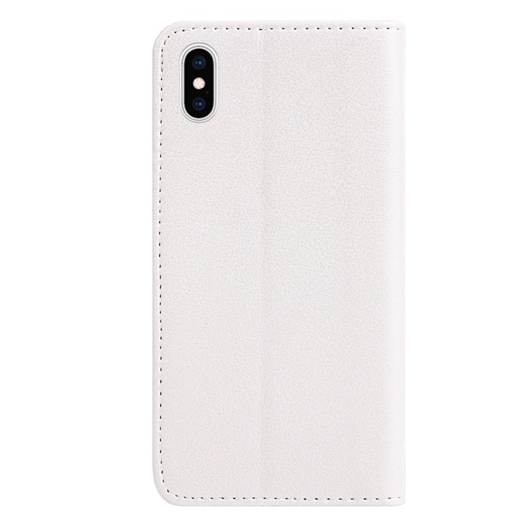 Motif De Feuille Étui Portefeuille En Cuir Pour IPhone XS 5,8 Pouces - Blanc-3