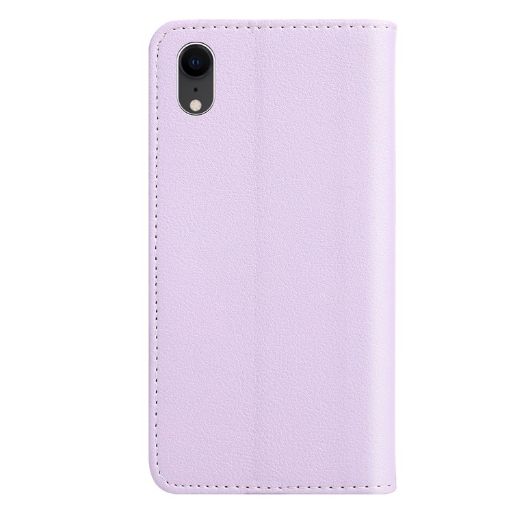 Leaf Pattern Magnetic Leather Wallet Case for iPhone XR 6.1 inch - Purple-3