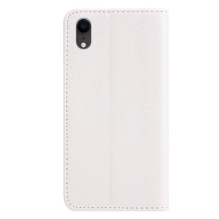 Leaf Pattern Magnetic Leather Wallet Case for iPhone XR 6.1 inch - White-3
