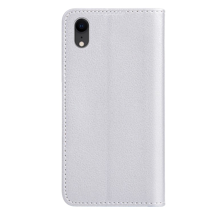 Leaf Pattern Magnetic Leather Wallet Case for iPhone XR 6.1 inch - Silver-3