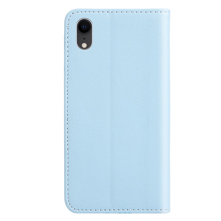 Leaf Pattern Magnetic Leather Wallet Case for iPhone XR 6.1 inch - Blue-3