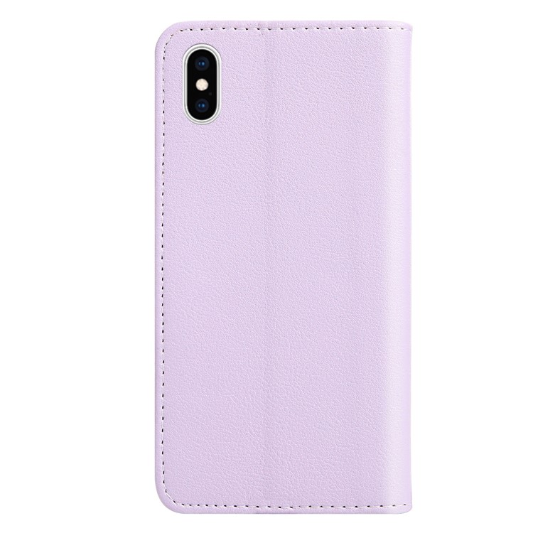 Leaf Pattern Leather Wallet Case Cover for iPhone XS Max 6.5 inch - Purple-3