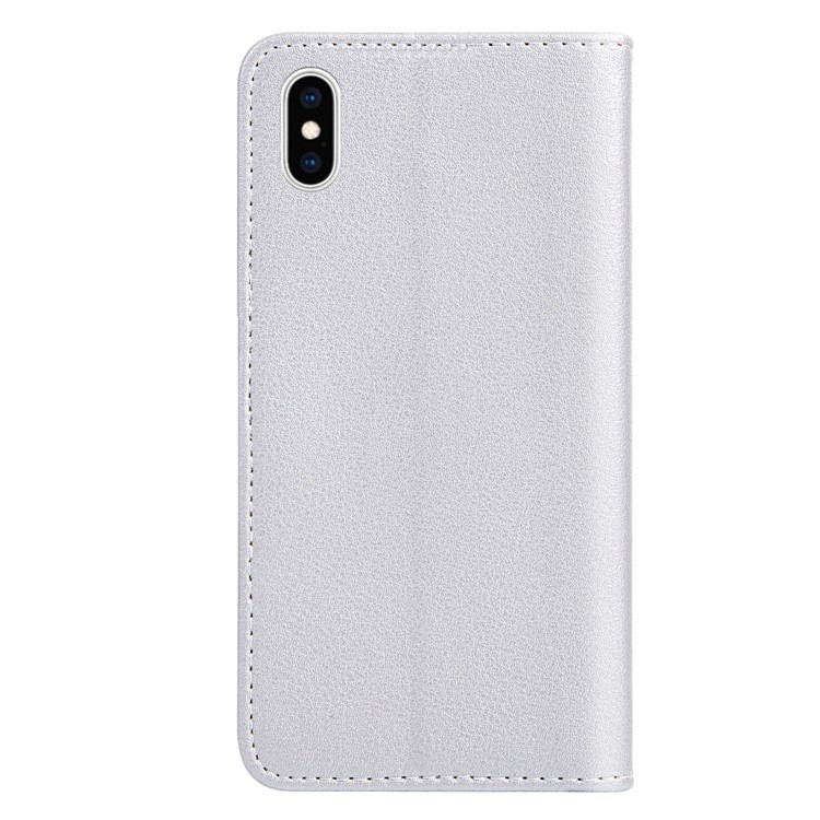 Leaf Pattern Leather Wallet Case Cover for iPhone XS Max 6.5 inch - Silver-3