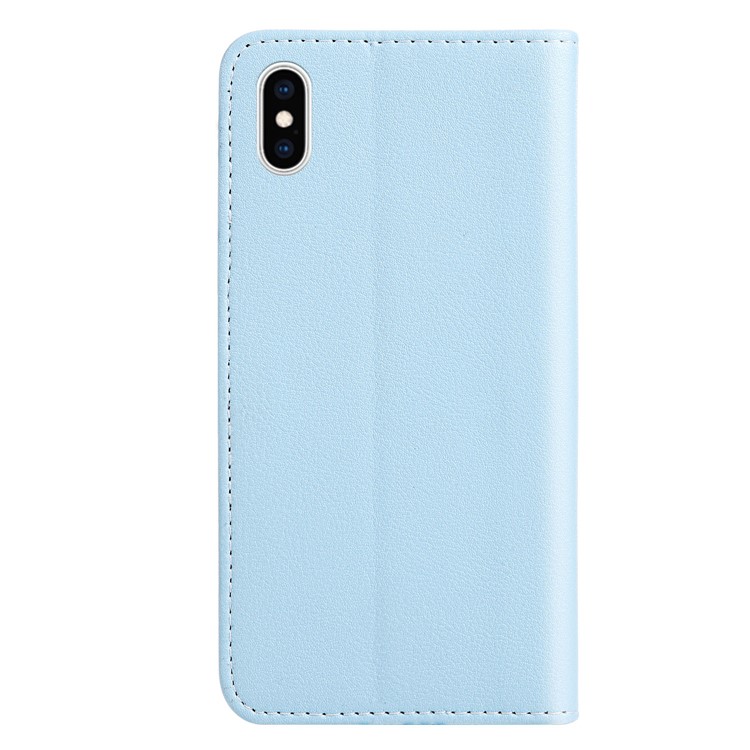 Leaf Pattern Leather Wallet Case Cover for iPhone XS Max 6.5 inch - Blue-3