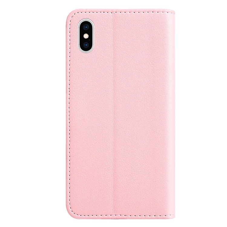 Leaf Pattern Leather Wallet Case Cover for iPhone XS Max 6.5 inch - Pink-3