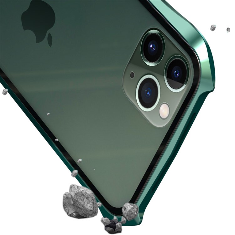 LUPHIE Bat Style Magnetic Installation Metal Frame + Tempered Glass Alll-side Protective Shell for iPhone 11 6.1 inch (2019) - Green-4