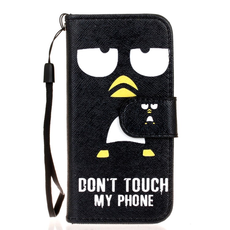 

For iPhone SE/5s/5 Card Holder Leather Protective Case Cover with Strap - Angry Face