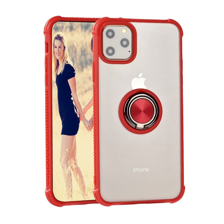 PC+TPU Hybrid Rotating Kickstand Phone Case for Apple iPhone 11 Pro 5.8 inch - Red-1