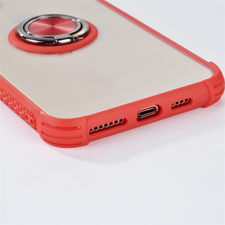 PC De Nuevo Clara + Híbrido TPU Rotación Caja Del Teléfono Pie De Apoyo Para Apple IPhone 11 6,1 Pulgadas - Rojo-4