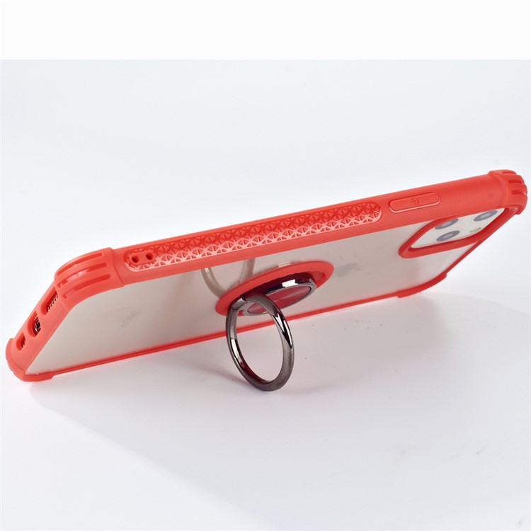 PC De Nuevo Clara + Híbrido TPU Rotación Caja Del Teléfono Pie De Apoyo Para Apple IPhone 11 6,1 Pulgadas - Rojo-6
