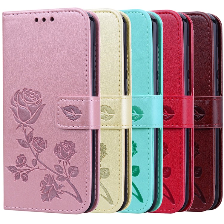 Imprinted Rose Flower Pattern Leather Wallet Phone Cover for iPhone 11 Pro 5.8 inch (2019) - Gold-9