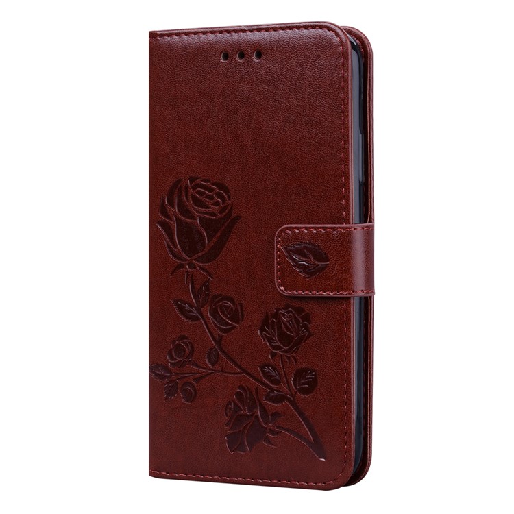 Imprinted Rose Flower Pattern Leather Wallet Phone Cover for iPhone 11 Pro 5.8 inch (2019) - Brown-3