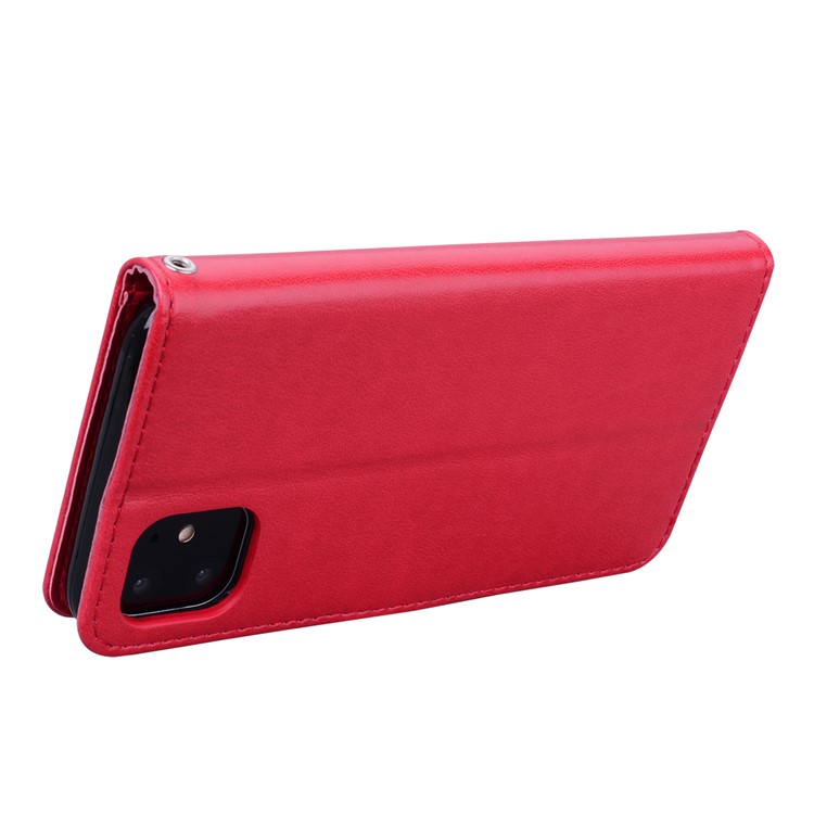 Imprinted Rose Flower Pattern Leather Wallet Phone Casing for iPhone 11 6.1 inch (2019) - Red-4