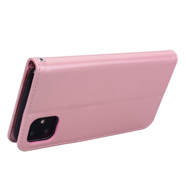 Imprinted Rose Flower Pattern Leather Wallet Phone Casing for iPhone 11 6.1 inch (2019) - Pink-4