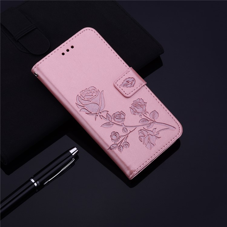 Imprinted Rose Flower Pattern Leather Wallet Phone Casing for iPhone 11 6.1 inch (2019) - Pink-8