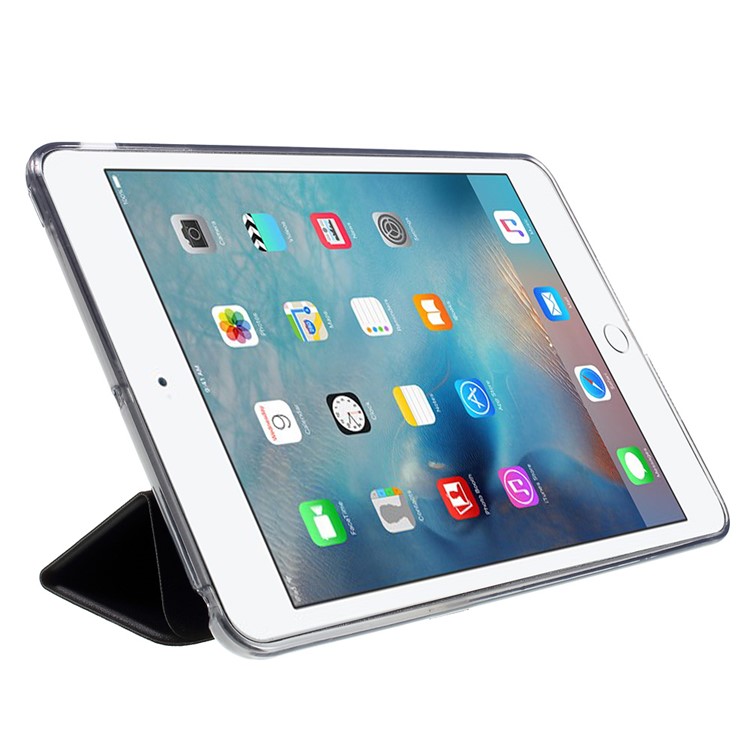 Tri-fold PU Leather and Back TPU Cover for iPad Mini 1/2/3 - Black-4