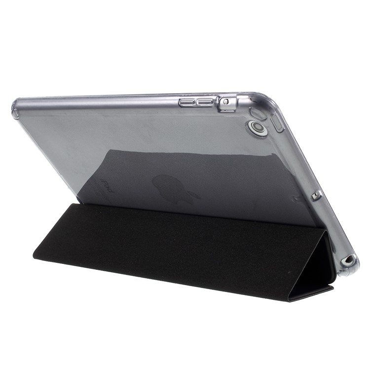 Tri-fold PU Leather and Back TPU Cover for iPad Mini 1/2/3 - Black-5